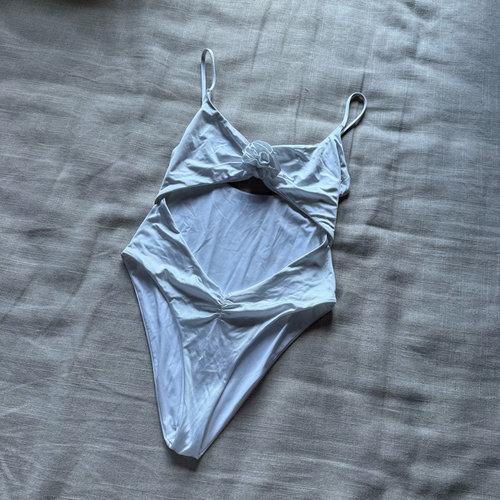 Lspace white Cutout Swimsuit with rose